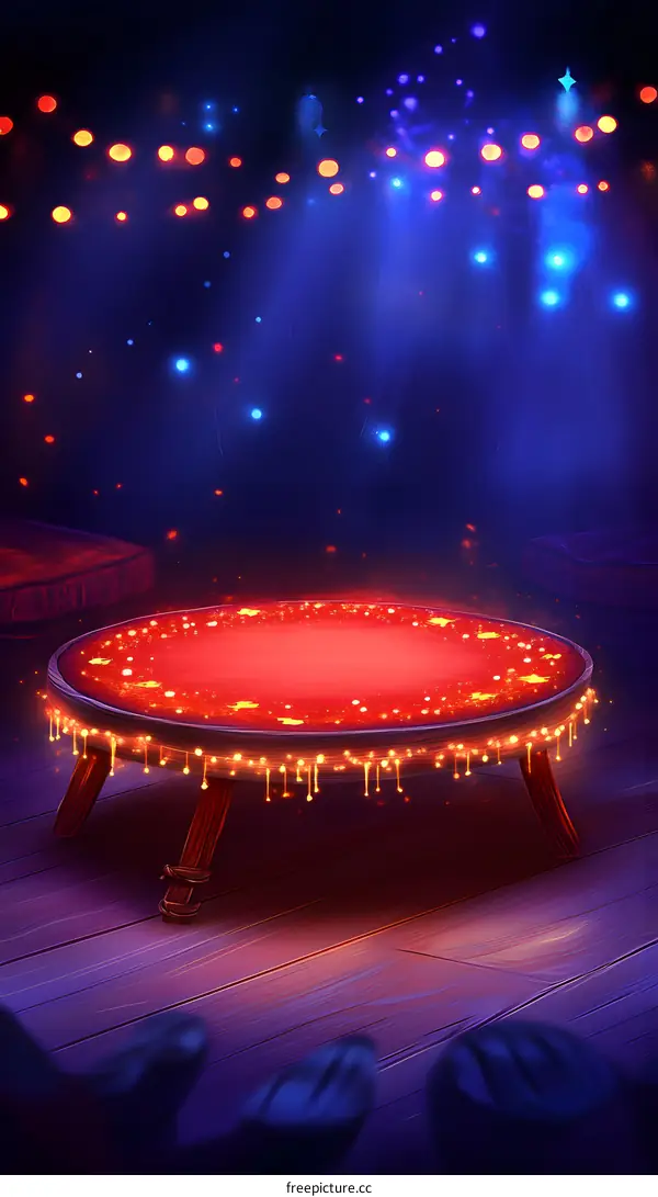 Magical Table With Glowing Lights And Stars