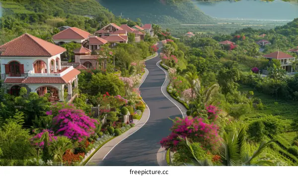 Road Winding through a Valley between Two Hills