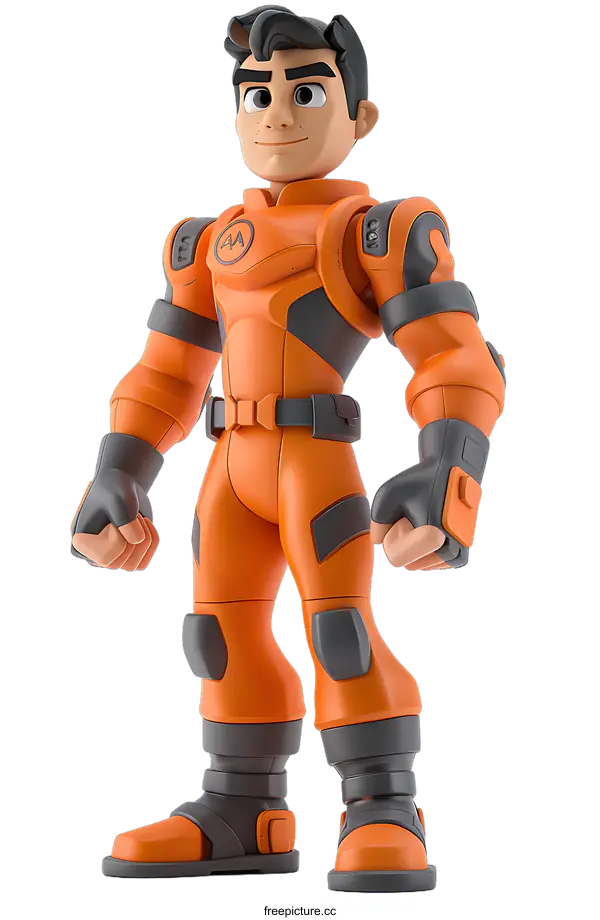 [Transparent Background PNG]a cartoon character of a boy in an orange jumpsuit