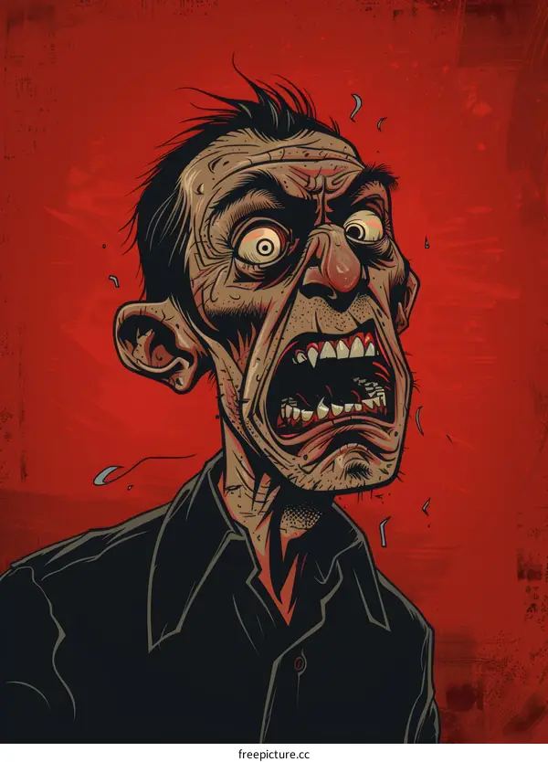 Screaming Man Illustration on Red Background