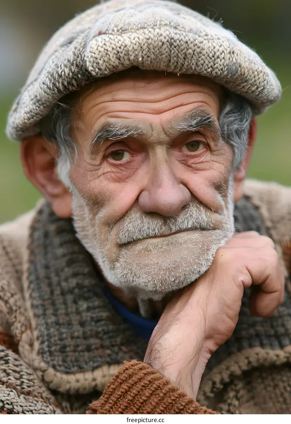 Portrait of a Senior Man with a Beard and a Cap
