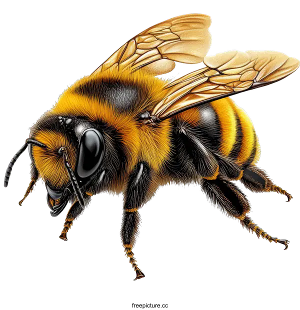[Transparent Background PNG]Detailed Illustration of a Honeybee