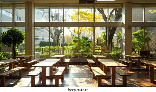 canteen with large windows