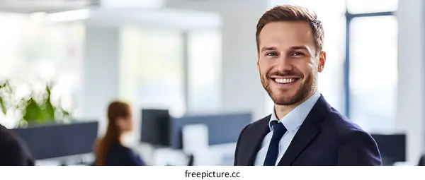 Smiling Businessman In Office Setting