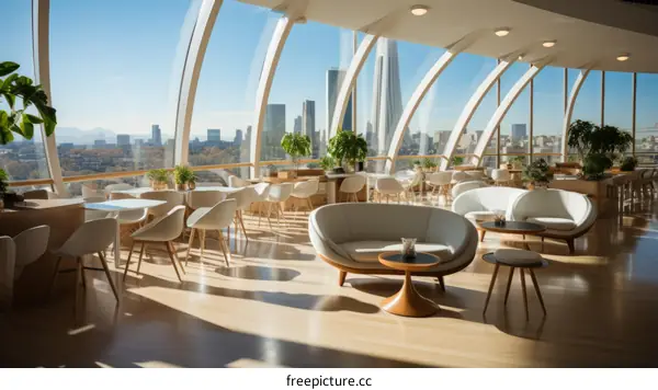 A Modern Restaurant with a City View