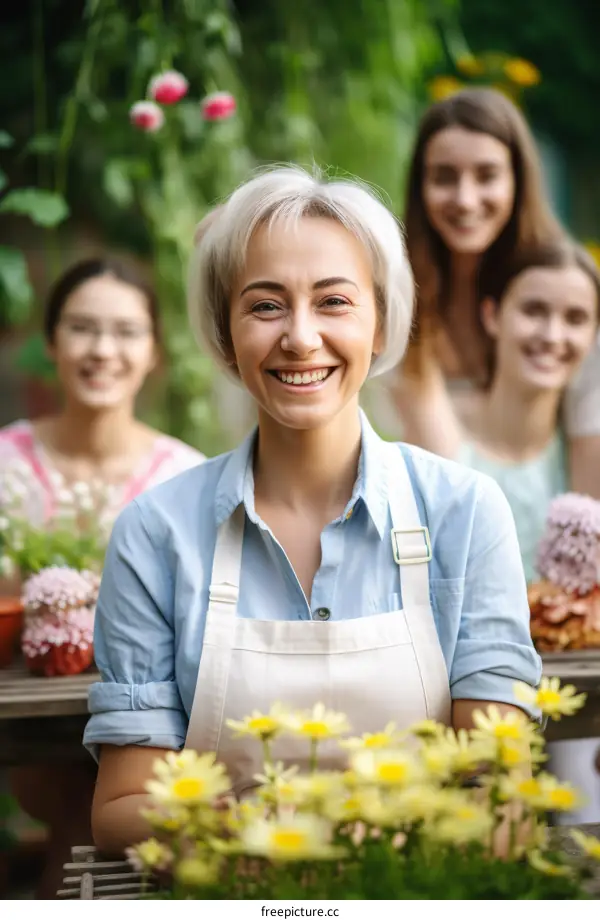Four women in a garden