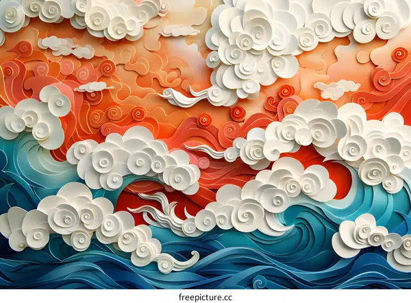 red and blue ocean wave pattern