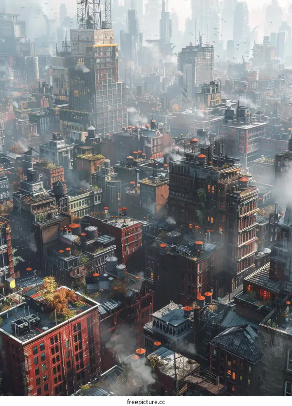 Aerial View of a Post-Apocalyptic Cityscape