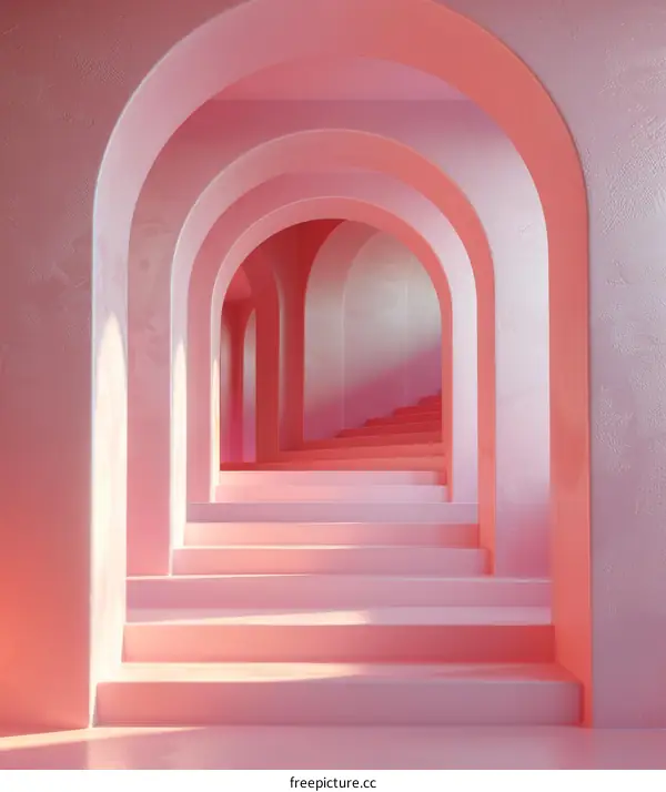 Pink Archway Leading into Futuristic Space