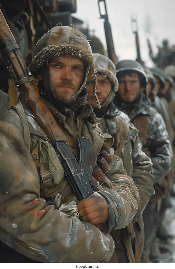 A group of soldiers in winter gear.