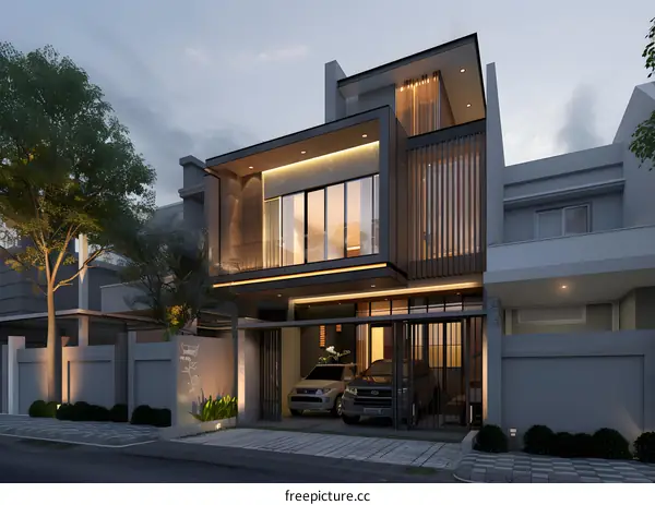 Modern Minimalist House Design with Wood Accents