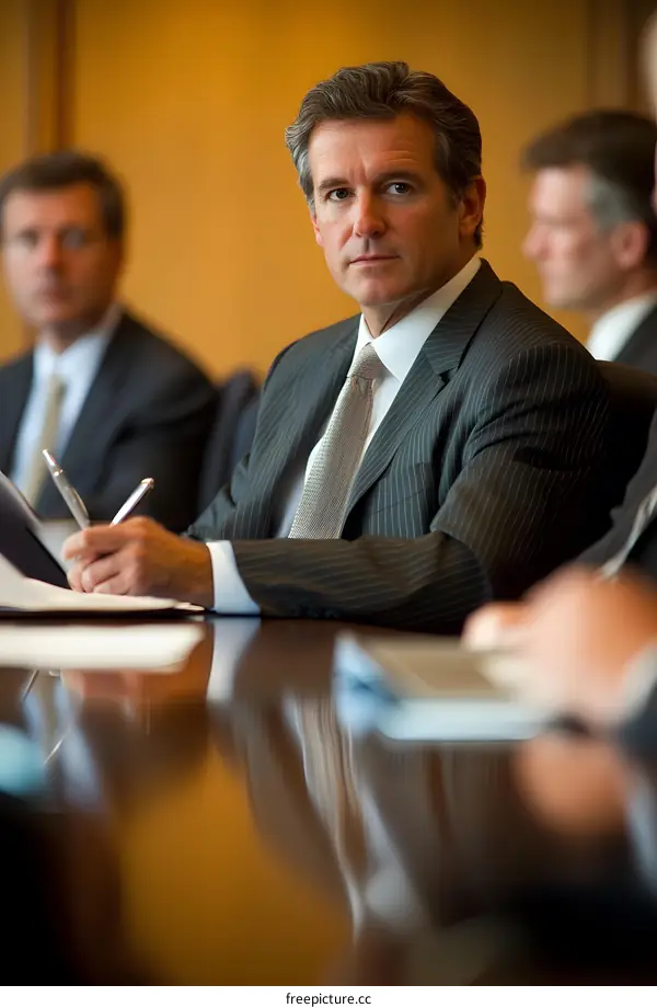 Businessman Taking Notes During Meeting