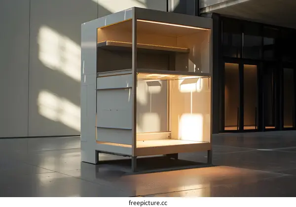 Modern Minimalist White Modular Structure in a Minimalist Building