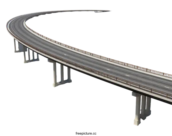 [Transparent Background PNG]Curved Highway Overpass Bridge Structure