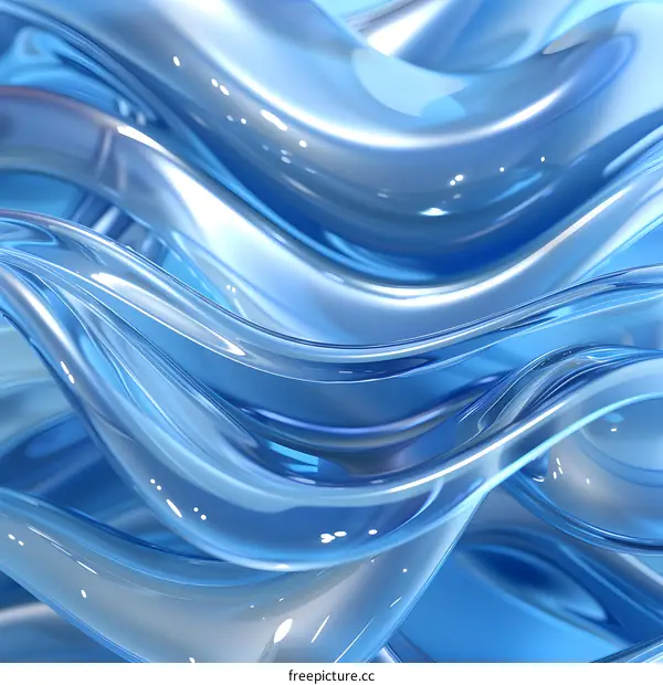 Blue Abstract 3D Rendering of a Fluid