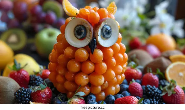 Adorable owl made of fruits and vegetables