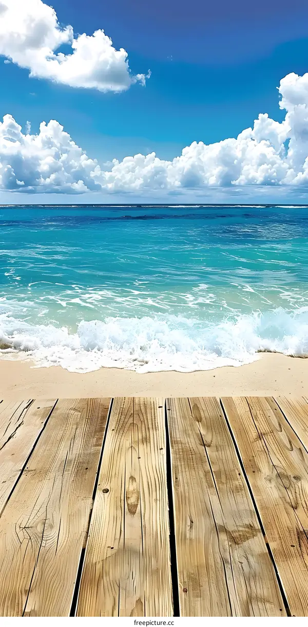 Beach Summer Background With Wooden Plank Floor