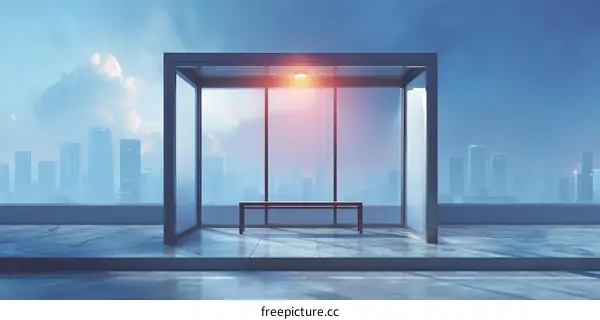Modern City Bus Stop with Panoramic View