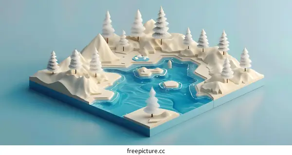 Winter Wonderland Minimalist 3D Illustration