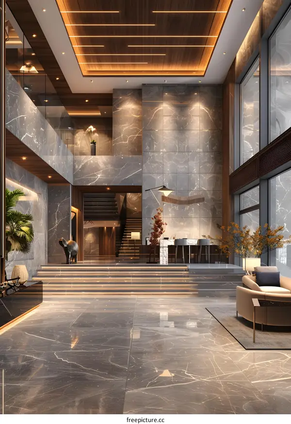 Luxury hotel lobby