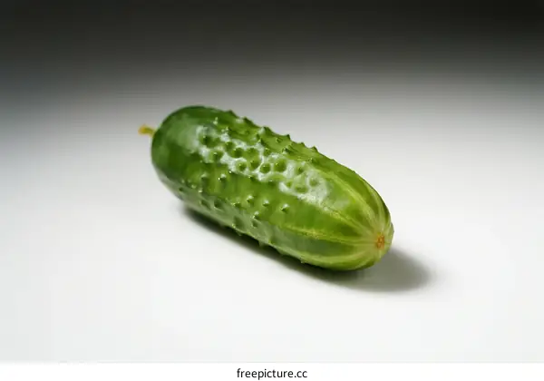 Fresh Green Cucumber with Dense Spikes and Striped Skin