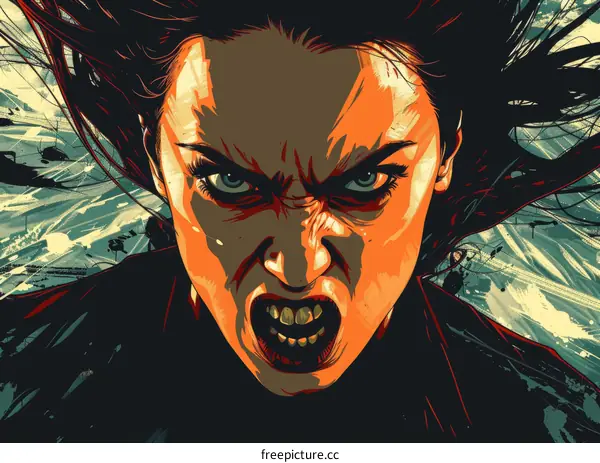 Illustration of a screaming woman