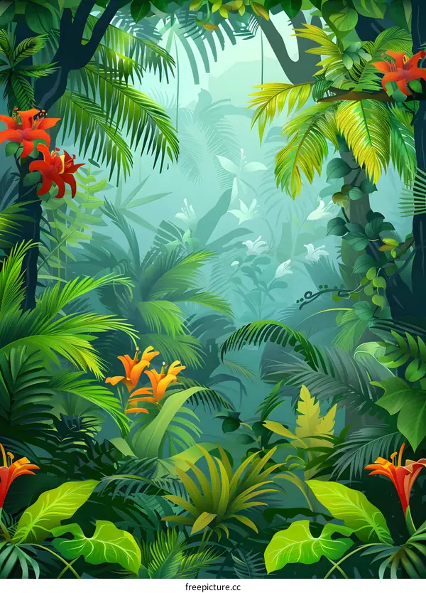 Tropical Rainforest Background Illustration