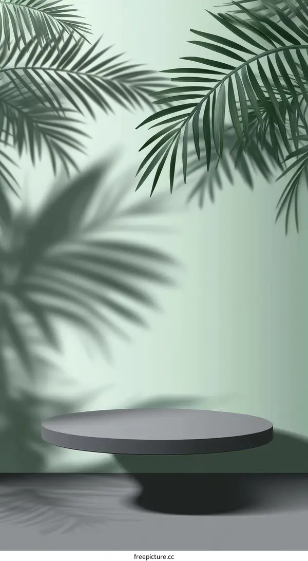 Empty Display Pod with Palm Leaf Shadows