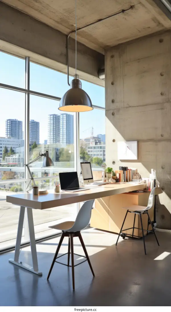 An Industrial-Chic Home Office with a View