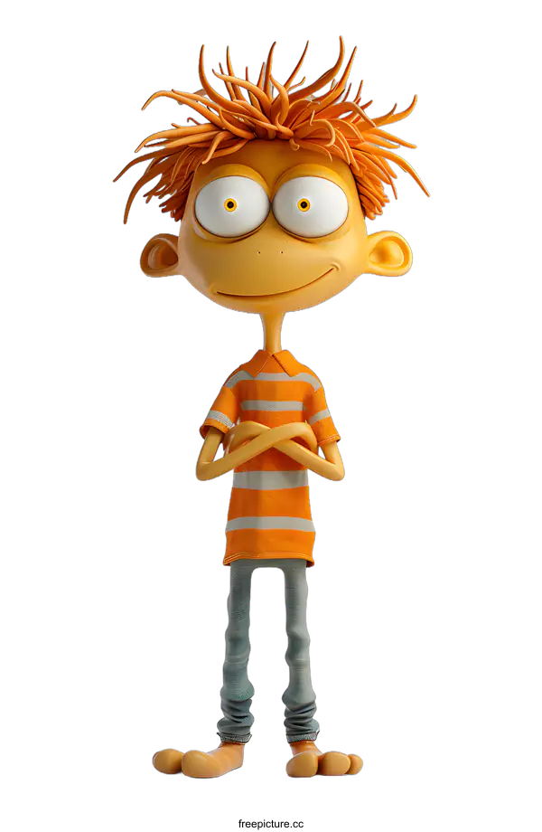 [Transparent Background PNG]3D Cartoon Illustration of Boy with Orange Hair