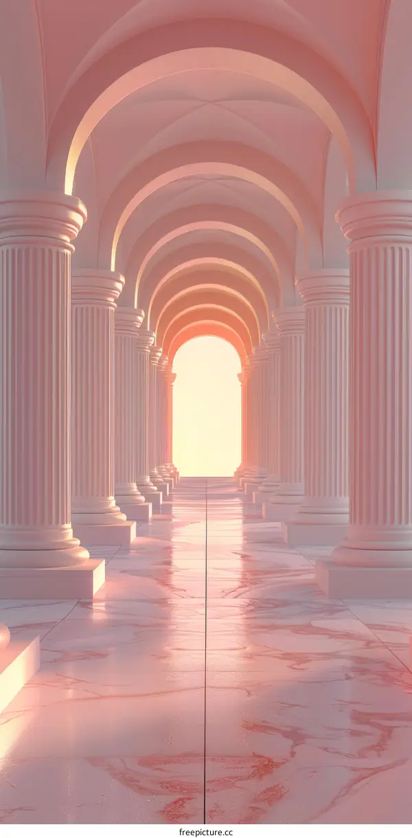 Pastel Pink Classical Architecture Corridor