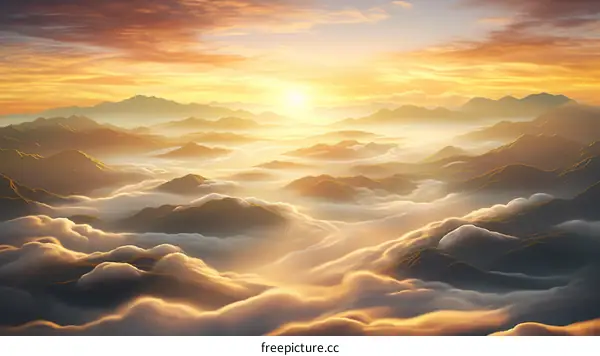 Majestic Mountain Landscape with Clouds and Mist