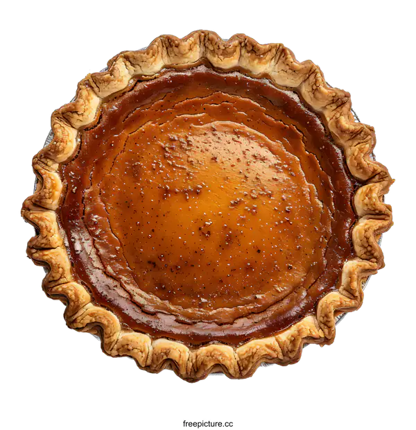 [Transparent Background PNG]A delicious pumpkin pie with a flaky crust.