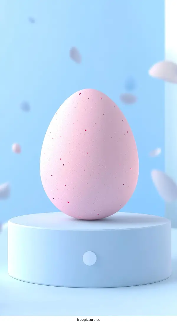 Pastel Pink Easter Egg on a Light Blue Pedestal