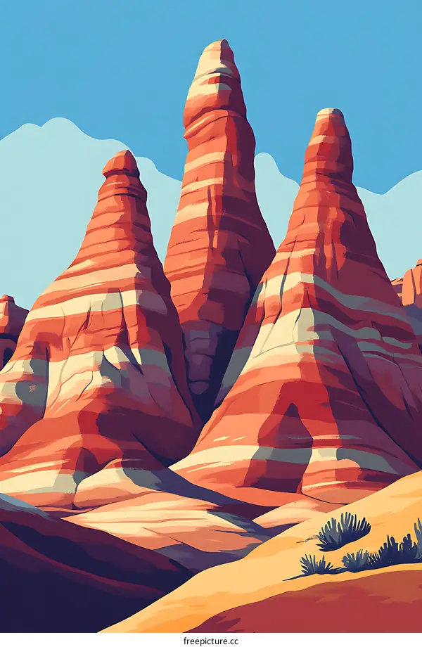 Striped Canyon Landscape Illustration