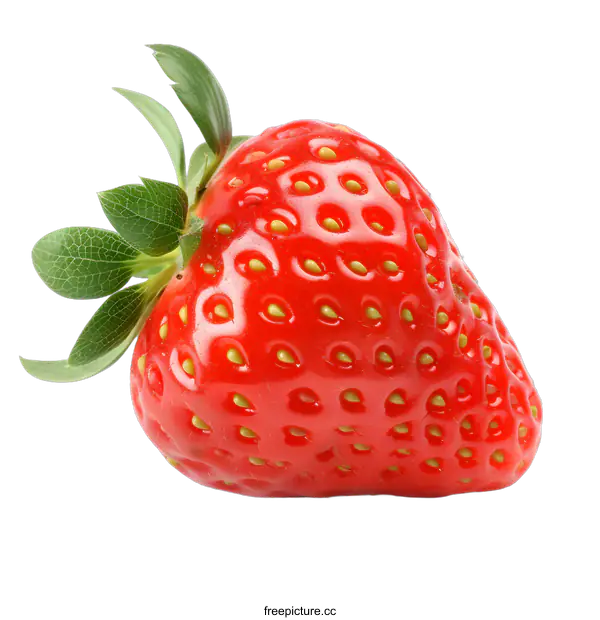 [Transparent Background PNG]Fresh Red Strawberry with Green Leaves