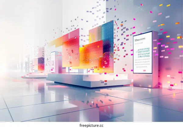 Futuristic City Illustration with Neon Lights and Reflections