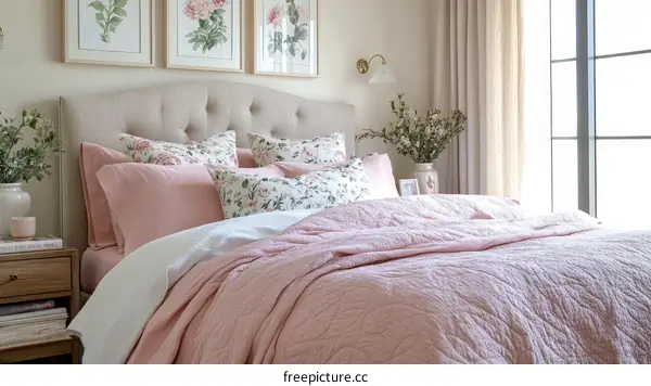 A Cozy and Elegant Pink Bedroom