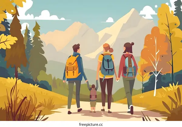 Family Hiking Adventure in the Mountains
