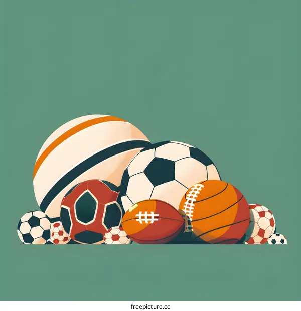 Collection of Different Sports Balls Illustration