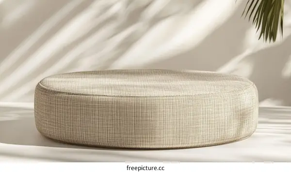 Beige Round Fabric Cushion Display