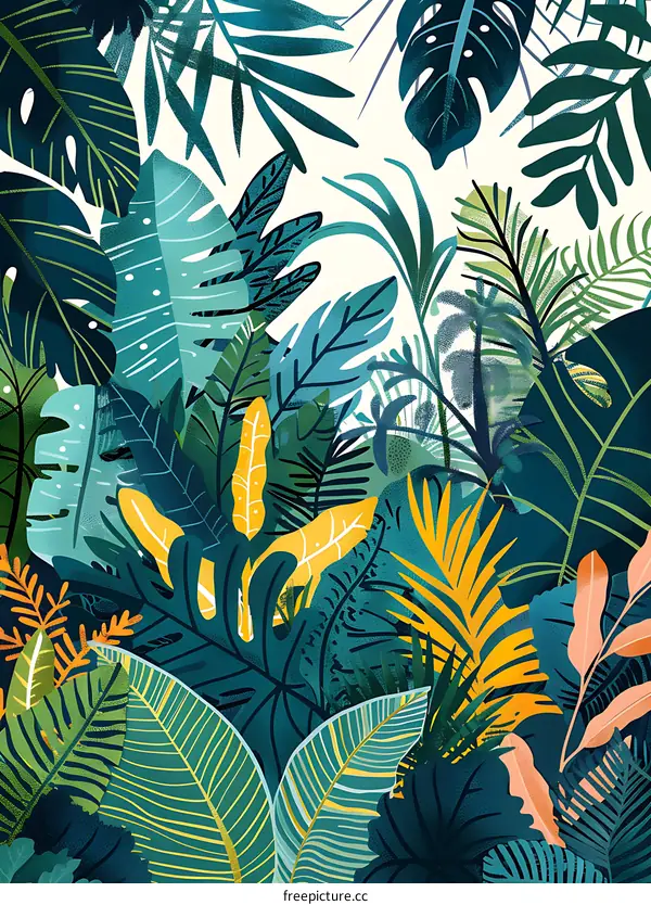 Tropical Leaf Pattern Background Design