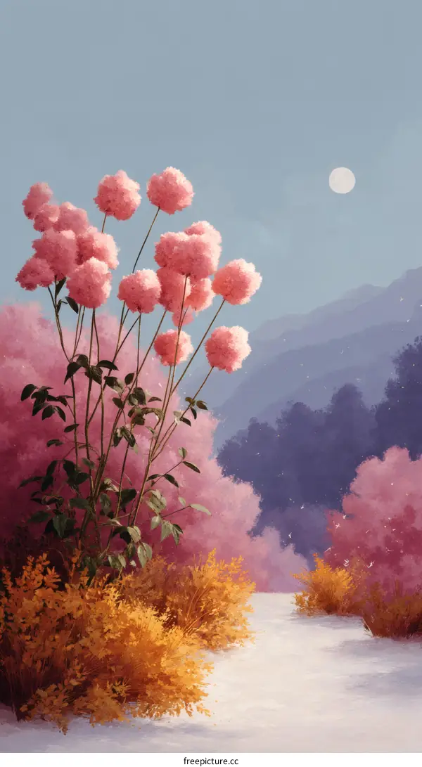 Magical Pink Bloom Pathway Illustration