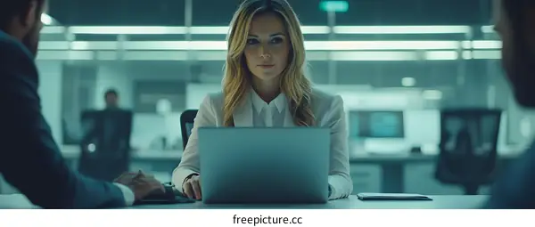 Businesswoman Working on Laptop in Office