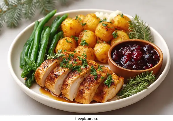 Roasted Chicken Breast with Roasted Potatoes and Green Beans