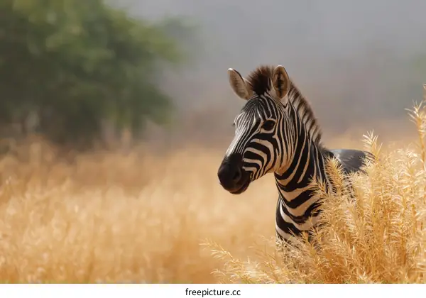 Zebra in the Golden Grassland