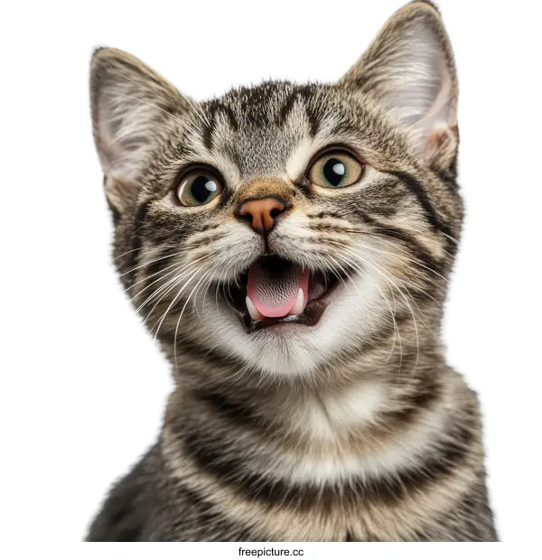 [Transparent Background PNG]Close-up Portrait of a Playful Kitten