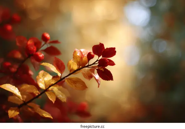 Autumn Leaves and Berries Close Up