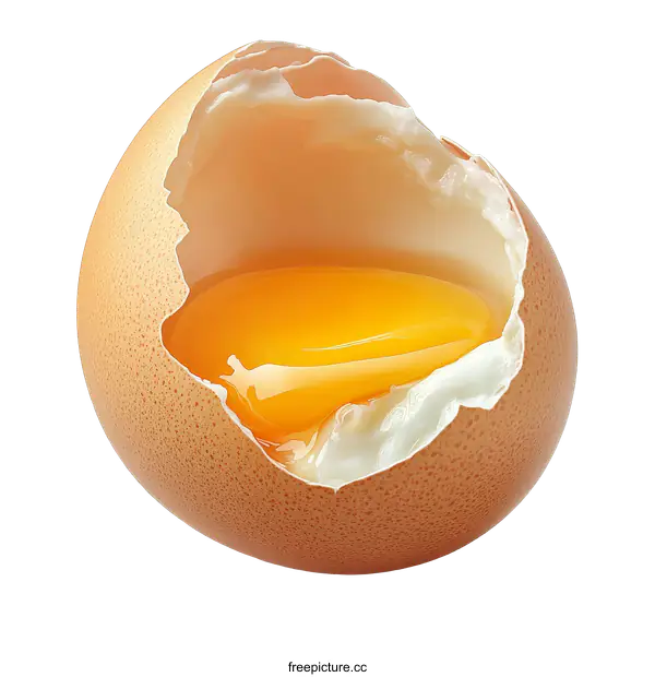 [Transparent Background PNG]Closeup of a cracked brown egg