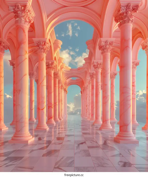 Pink Marble Colonnade